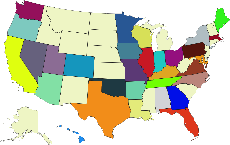 USAFL: Updated league map for the 2021 season, showing the locations of all  fifty individual teams/clubs. : r/AFL